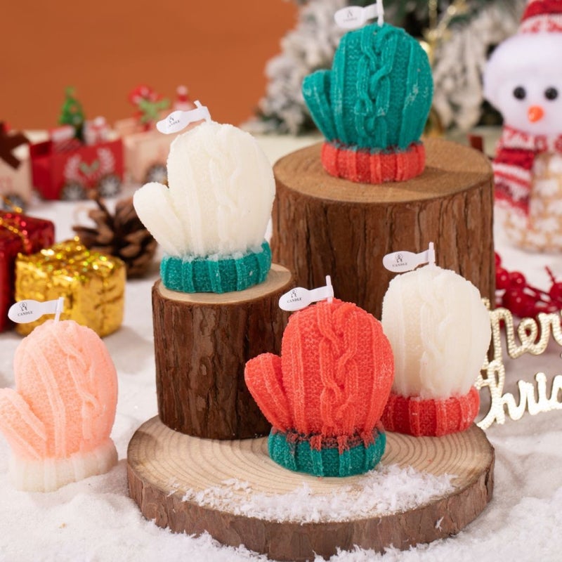 Christmas Yarn Gloves Scented Candle Holiday Gift Ins Po Props Diy Creative Ornaments Aromatherapy Handmade - Image 3